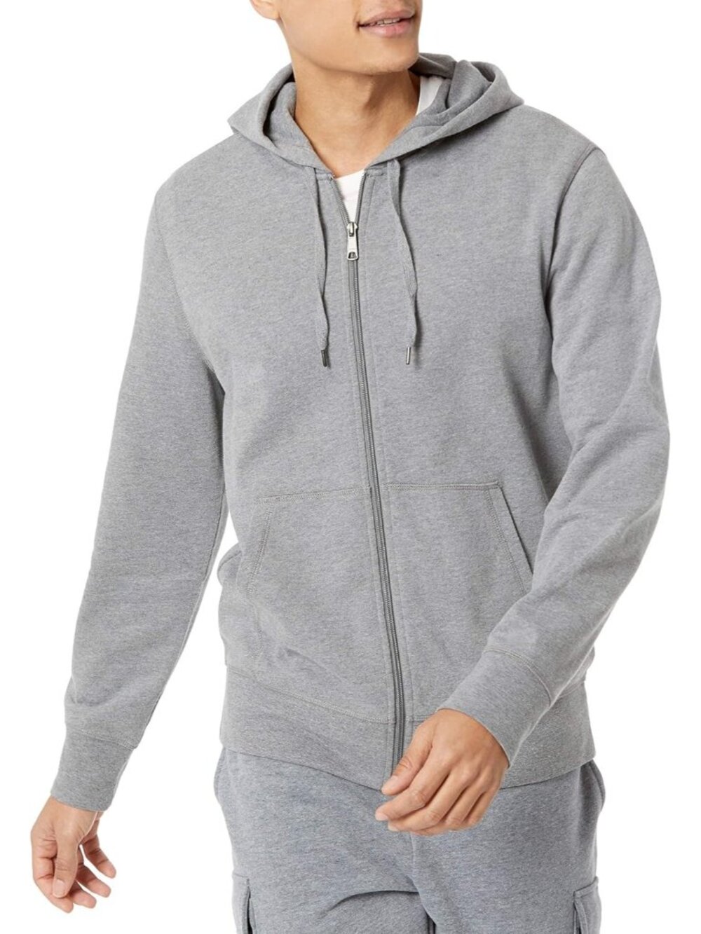 Amazon Essentials Men Charcoal Heather Lightweight French Terry Full ZIP Hoodies